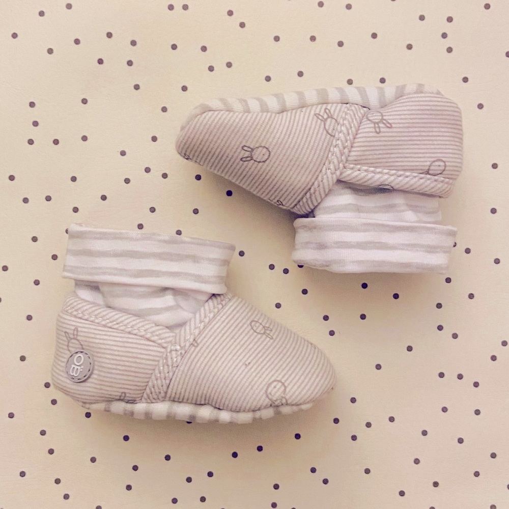 French Baby Slippers with Rabbit 🐰 print